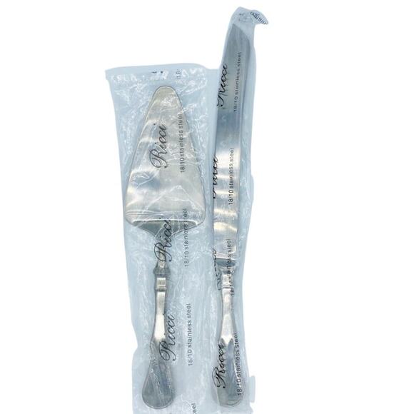 Ricci Stainless Brushed Wedding Cake Knife and Spatula Set - Picture 4 of 7